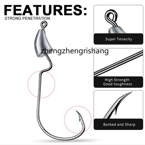 15pcs Bullet Jig Heads Swimbait Fishing Hooks Weedless Offset Weighted Hook  - Picture 15 of 32