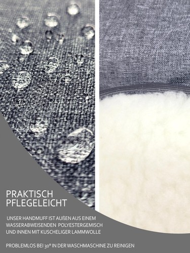 Muff Handschuh Handwärmer für Kinderwagen Buggy mit Lammwolle für warme Hände - Bild 4 von 33