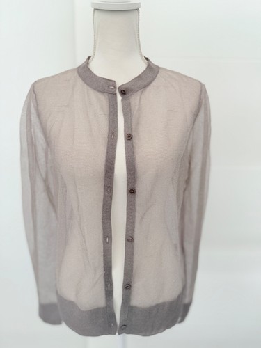 COS maglione cardigan manica lunga trasparente argento elegante stile classico - Foto 2 di 9