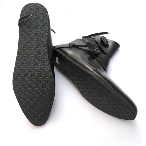Medieval Viking Black Genuine Leather Men's Women Boots Larp Reenactment - Picture 8 of 9