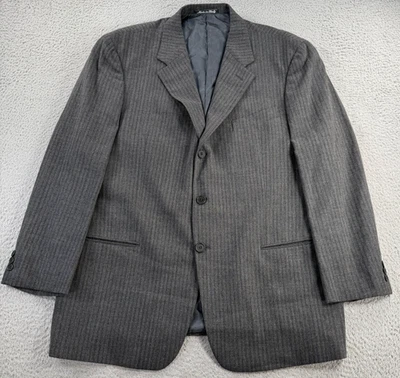 Giorgio Armani Le Collezioni Blazer Mens 44R Grey Pinstripe Wool 3 Button Italy