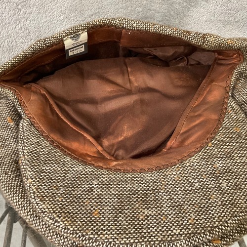 Vintage Flat Hat Cap 7 -71/8 Men's Tweed Brown Newsboy Cabbie USA - Picture 6 of 6