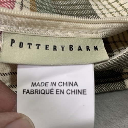Pottery Barn Plaid Pillow Cover Size 24x24 Beige Green Red #2147999 Farnhouse - Picture 13 of 14