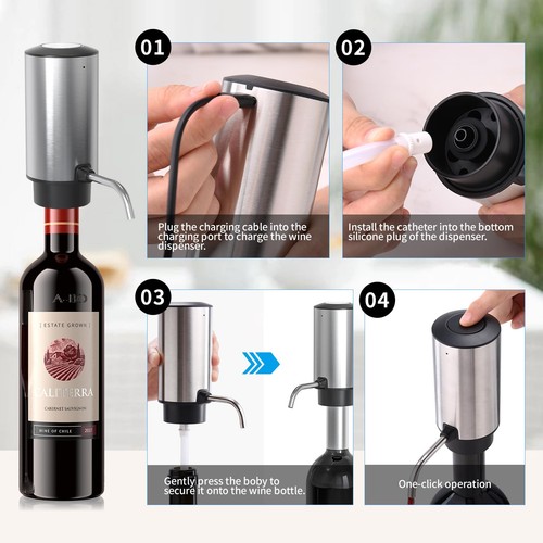 Wine Aerator Electric Wine Decanter Automatic Wine Aerator, Wine Dispenser Wi... - Foto 3 di 6