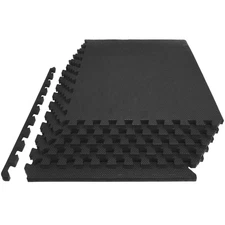 Extra Thick Exercise Puzzle Mat Black 24 In. X 24 In. X 1 In. EVA Foam Interlock