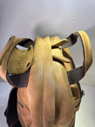 S-zone Genuine Brown travel Cowhide Leather Backpack 12”x17x5 - Picture 22 of 24