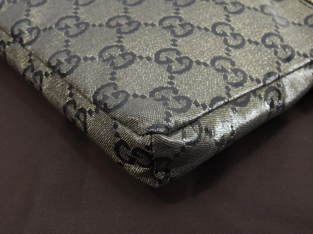 Gucci GG Supreme Belt Bag in Gray Black Leather 11.6x6.4 Inches