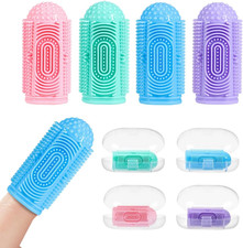 Finger Tooth Brushing Baby Toothbrush 4 Pcs with 4 Travel Storage Case,Food Grad