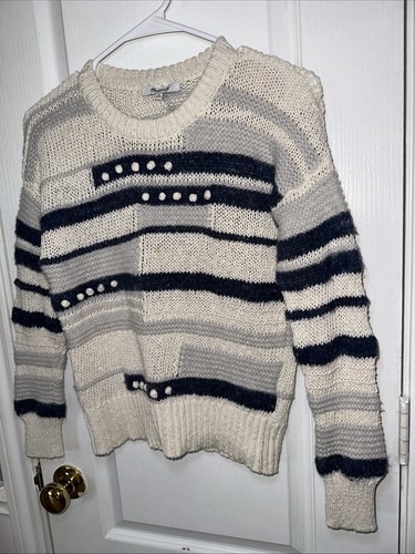 MADEWELL Pullover Damen XS gestreift Pulli Grandover Bommel Wolle Alpaka - Bild 6 von 11