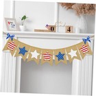 9.8Ft 4th of July Burlap Banner Patriotic Star Hanging Banner Red Blue White
