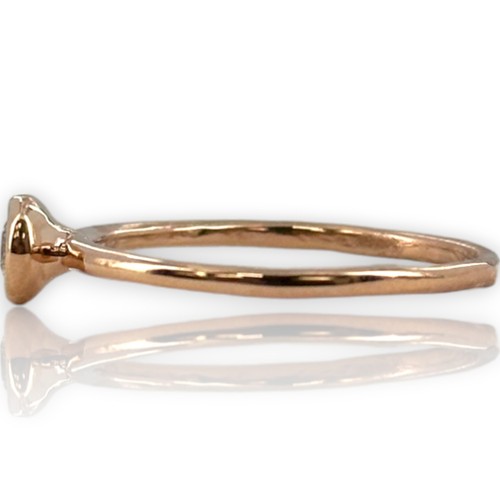 Bezel-Set Diamond Solitaire Wedding Engagement Ring 14kt Rose Gold stackable - Picture 2 of 11