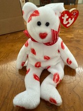 Smooch the Bear Ty Beanie Baby Kiss Valentine's Day Plush Toy MWMT