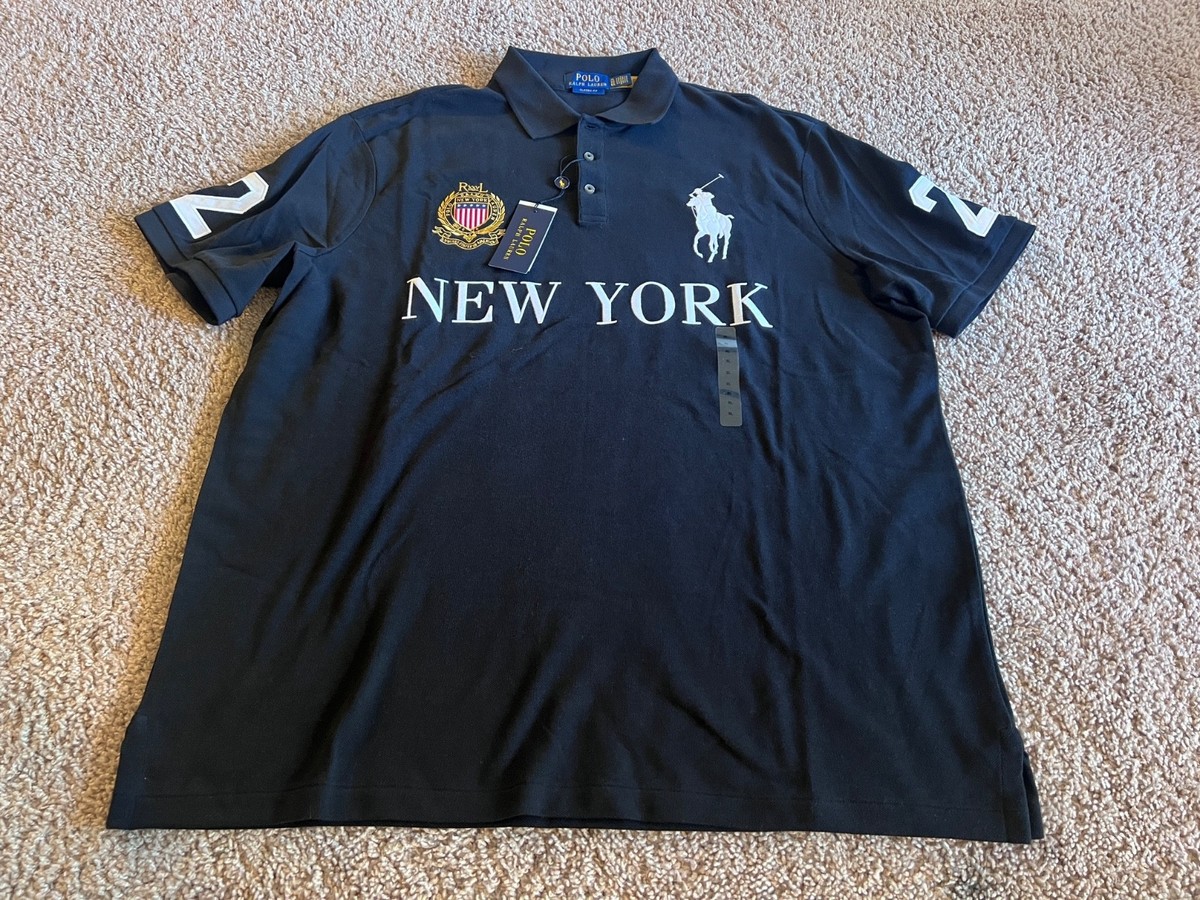 希少　Polo by Ralph Lauren New York ビックポニー Polo Ralph Lauren black white big pony New York NY 2 shirt USA