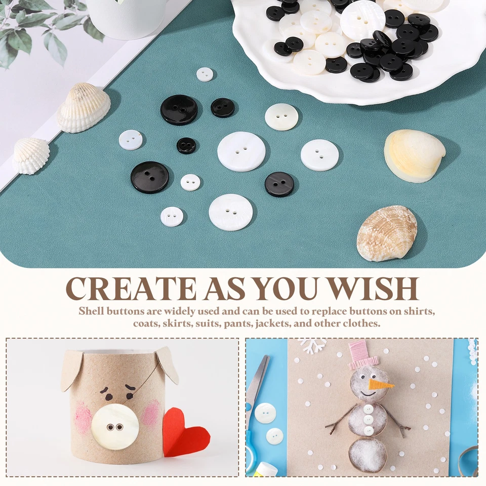 Botón de nácar plano de 2 agujeros de 20 mm, blanco 7 piezas Foto 4 de 4