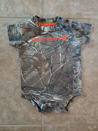 Carhartt Short Sleeve Camo Green Print Bodysuit Romper Cotton Baby 9M