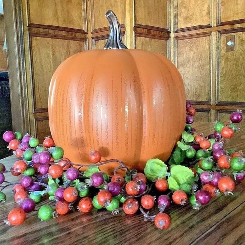 Set of 2 Illuminated Starry Night Glass Pumpkins by Valerie Orange Fall - Picture 5 of 5