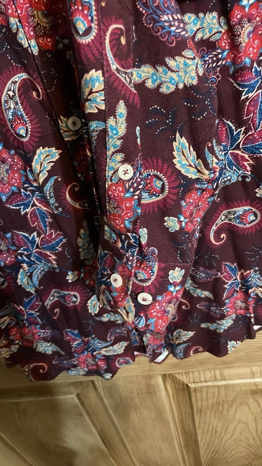 Camisa de vestir Zara para hombre pequeña púrpura cachemira con botones etiqueta de cuidado faltante Foto 4 de 4