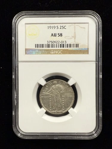 1919-S 25C Standing Liberty Quarter NGC AU58 Tough Date Item#242