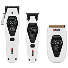 WMARK Pro Cordless Li High Speed Barber Kit Hair Clipper Trimmer Shaver White