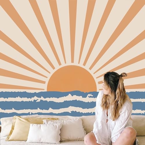 Boho Sun Tapestry Wall Hanging for Bedroom Aesthetic, Bohemian Vintage 70s - Picture 6 of 7