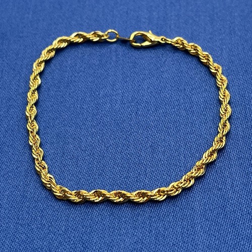 Vintage 18KT Goldtone Metal Rope Bracelet Lobster Clasp 7-3/8" Made In Korea New - Picture 4 of 7