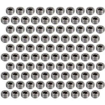 Pioneer PP-568-T-100, Set of 100 Natural Steel 1/2 Pipe Plugs 100Pk Hex Socket - Picture 2 of 10
