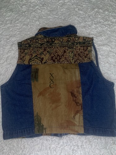 Stonebridge Vintage Vest Blue Jean Denim Cheetah Tapestry Art Print PM - Picture 5 of 8