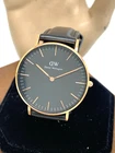 Daniel Wellington Women's Watch DW00100139 Rose Gold Black Leather Strap 36mm