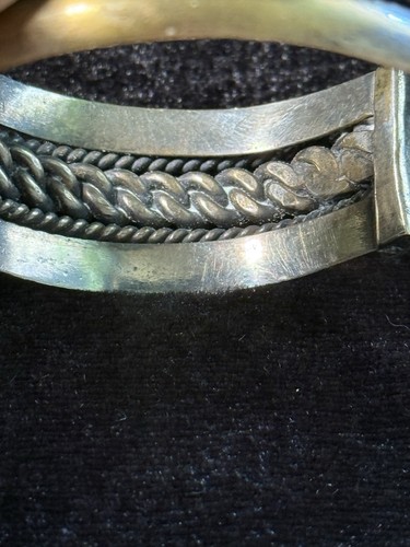 61 Gramm Ägyptische Beduinen Geflochten Seil Muster Manschette Armband Silber Messing Signiert - Bild 16 von 24