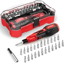 Cordless Electric Screwdriver Set 3.7V Rechargeable Power Driver LED Light Kit