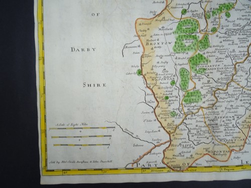 Antica mappa del Nottinghamshire di Robert Morden 1695 - Foto 6 di 7