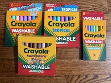 Lot Of 4 Vintage Boxes Of Crayola Markers Pastel Tropical Colors