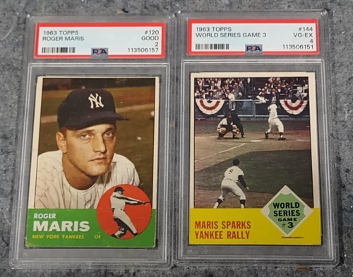 💵2x ROGER MARIS PSA GRADED 4, 2-1963 TOPPS 120/144-YANKEES-NEWLY GRADED!