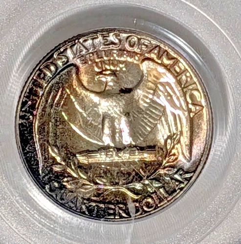 1962 P PCGS MS65 Rainbow Mint Set Toned Gem BU PQ Washington Silver Quarter