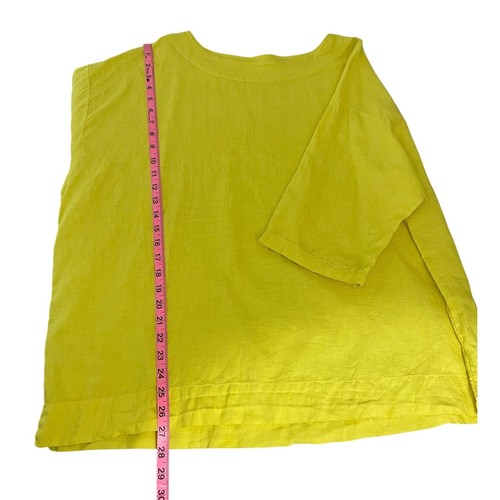 Bryn Walker 100% Linen Tunic Top Lagenlook Boho Colorful Yellow Size Medium - Picture 12 of 15