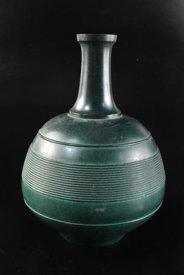 T4150: Japanese Casting copper Ring line sculpture FLOWER VASE Ikebana - Image 1 of 4