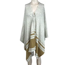 SOFT SURROUNDINGS - WOMEN'S ONE SIZE - TAN OPEN FRONT PONCHO SHAWL WRAP CARDIGAN