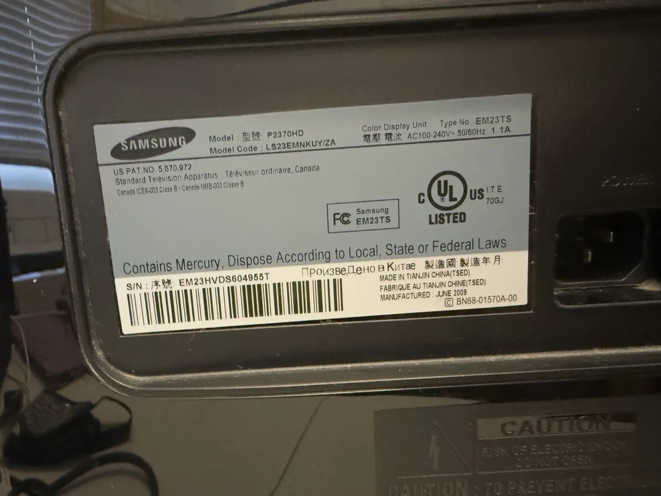 Samsung SyncMaster TV P2370HD 23” Widescreen HDTV Dynamic Contrast WORKING - Image 4 of 4