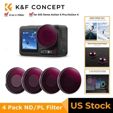 K&F Concept 4 Pack Screw On ND/PL Filter Kit for DJI Osmo Action 5 Pro/ Action 4