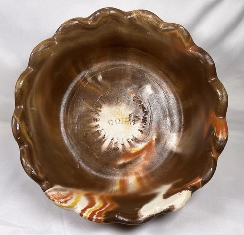 Maceta estampada Comanche Pottery TX cuenco costilla en tono tierra remolino arte cerámica 8,5" - Imagen 15 de 22