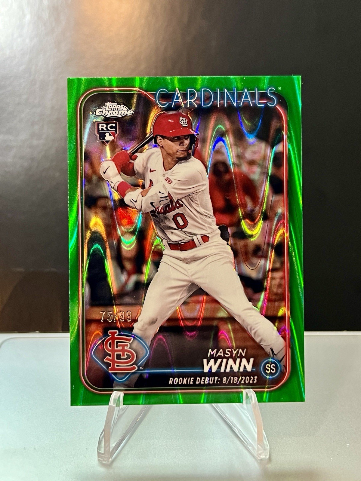2024 Topps Chrome Update #USC23 Masyn Winn Rookie Debut Green Raywave /99
