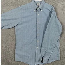 Brooks Brothers Regent Supima Cotton Shirt Dress Men 16.5-36 Green Blue Pincheck