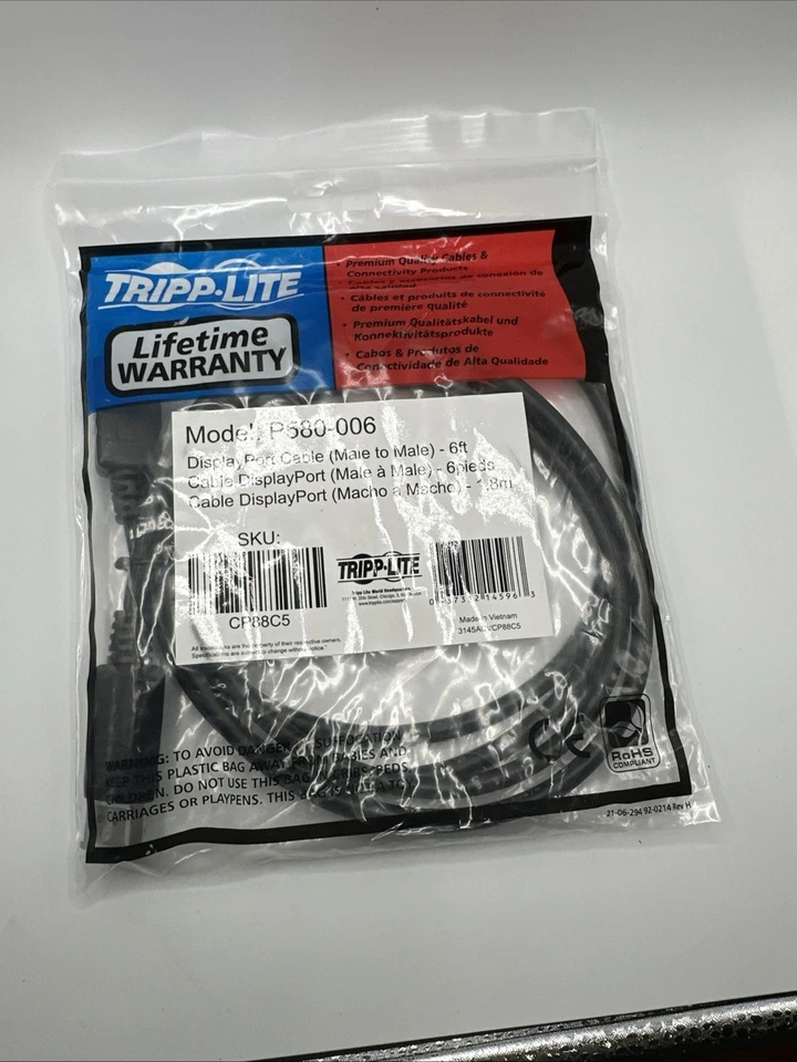 Tripp Lite P582-006 DisplayPort to HDMI Cable | Black | High-Quality Signal | 6F - Image 2 of 4