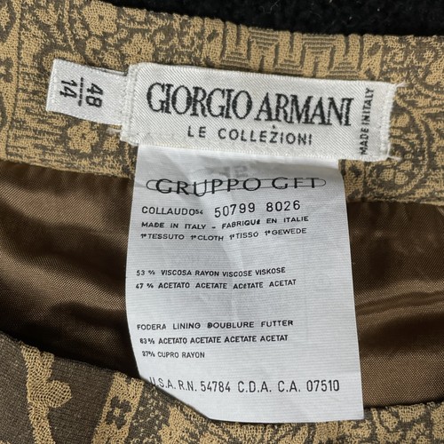 Vintage Giorgio Armani Skirt Womens 14 Pleated Maxi Patterned Made Italy 90s - Picture 2 of 8
