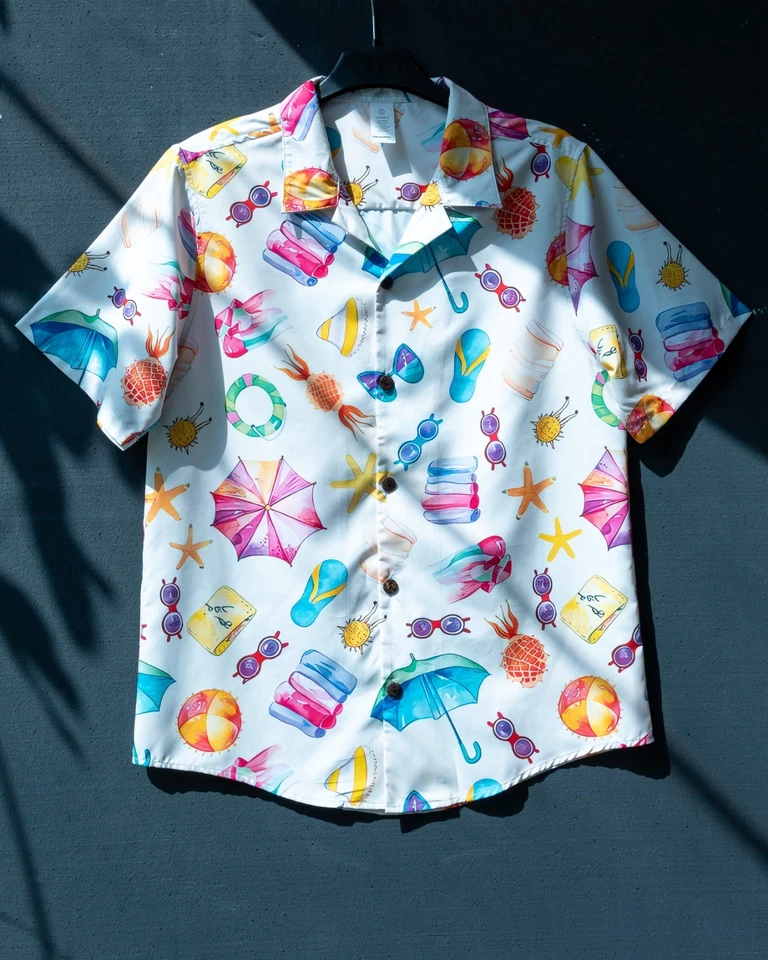 Camisa Hawaiana Bombero, Camisa Aloha Verano Bomberos, Camisa Camión de Bomberos 3d, Foto 4 de 4