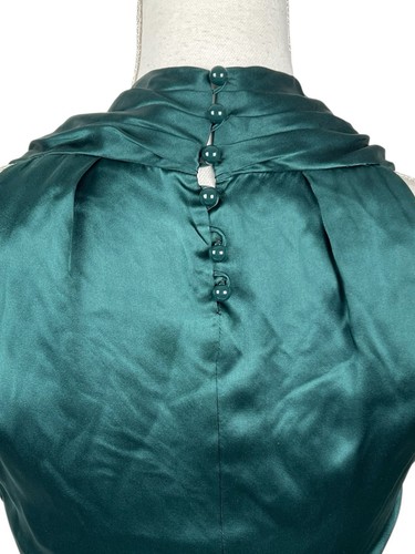 Banana Republic Women Top 100% Silk Green Peplum Sleeveless V-neck Blouse - Picture 9 of 18