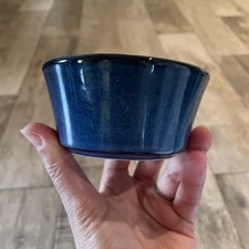 Set of 4 Glossy Terracotta Blue Ceramic Ramekins 4 oz Crème Brûlée