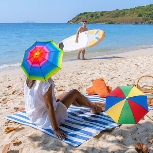 3 Pieces Rainbow Umbrella Hats Camouflage Fishing Cap Beach Umbrella Headband... - Picture 6 of 6