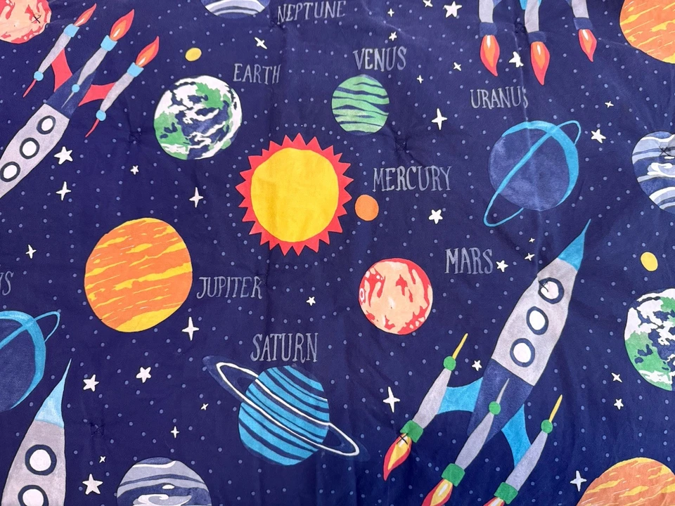 Edredón Pottery Barn Kids Sistema Solar Azul Brillante en la Oscuridad Algodón Completo Foto 3 de 3