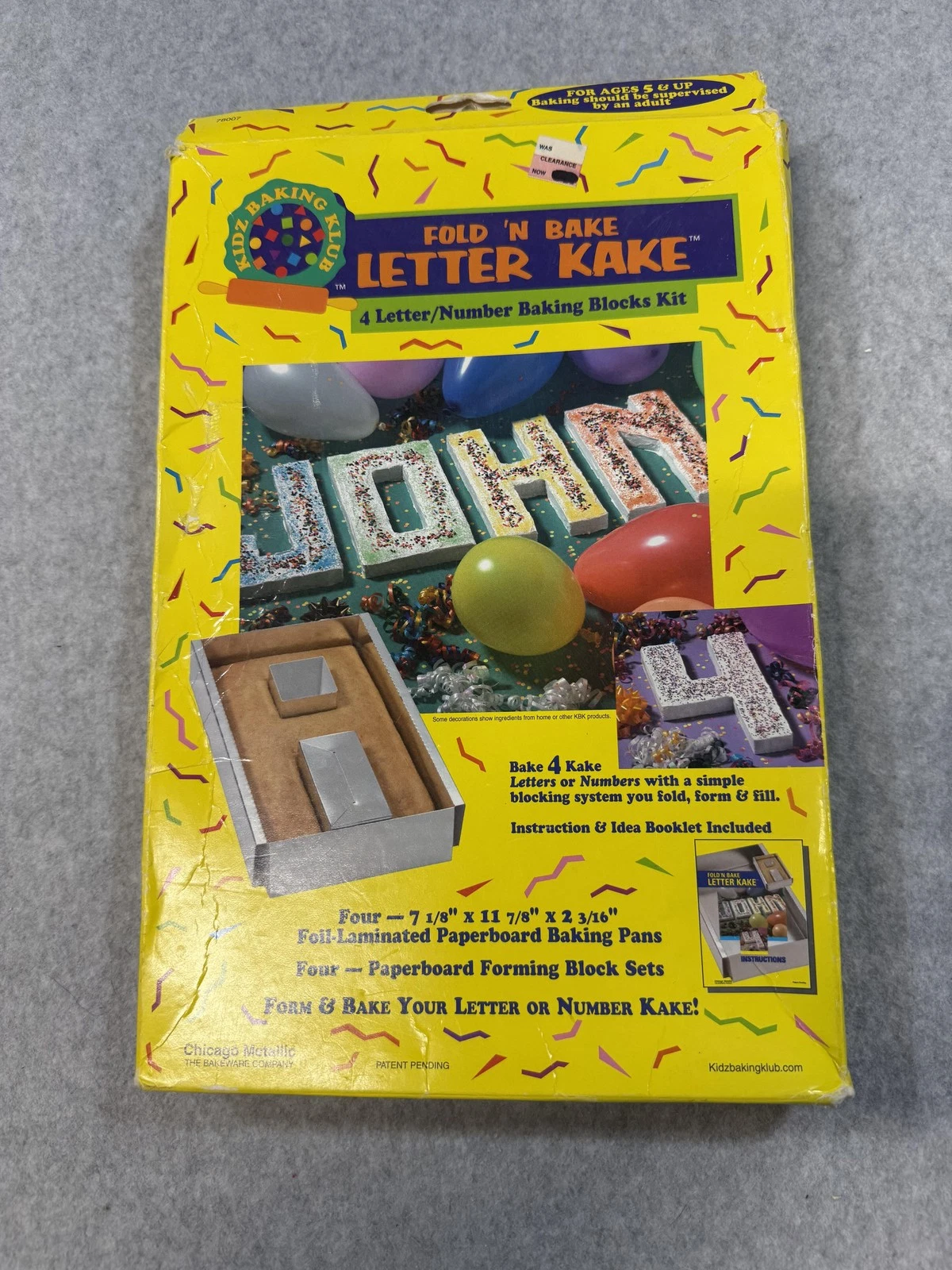 Vintage Fold N Bake Letter Kake Kit Baking Klub 4 Letter Number Block Cake Pans